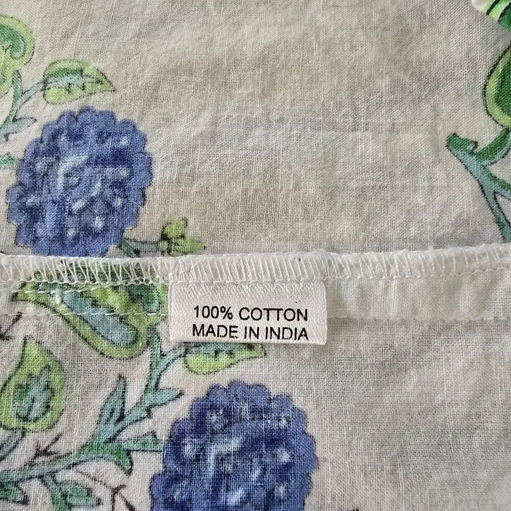 Mary Marshmallow Floral Print Tunic Dress Women Sz S Blue Green White All Cotton